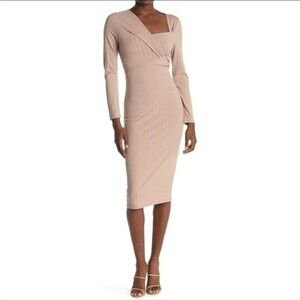 NWT Astr Twist Front Midi Dress in Oatmeal